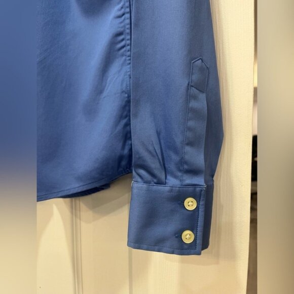 Banana Republic Fitted Non Iron Button Down Shirt Size 6 Blue Cotton Stretch - Picture 3 of 4